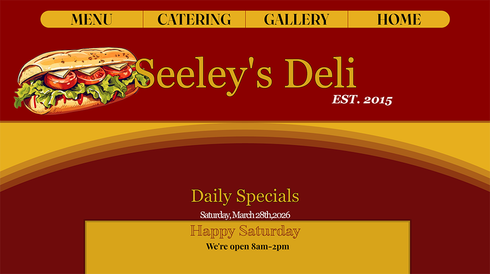 Seeley's Deli website by Cara Christine Creates