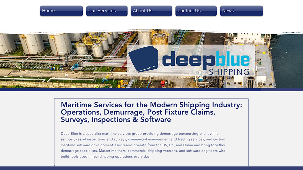 Deep Blue Shipping website by Cara Christine Creates