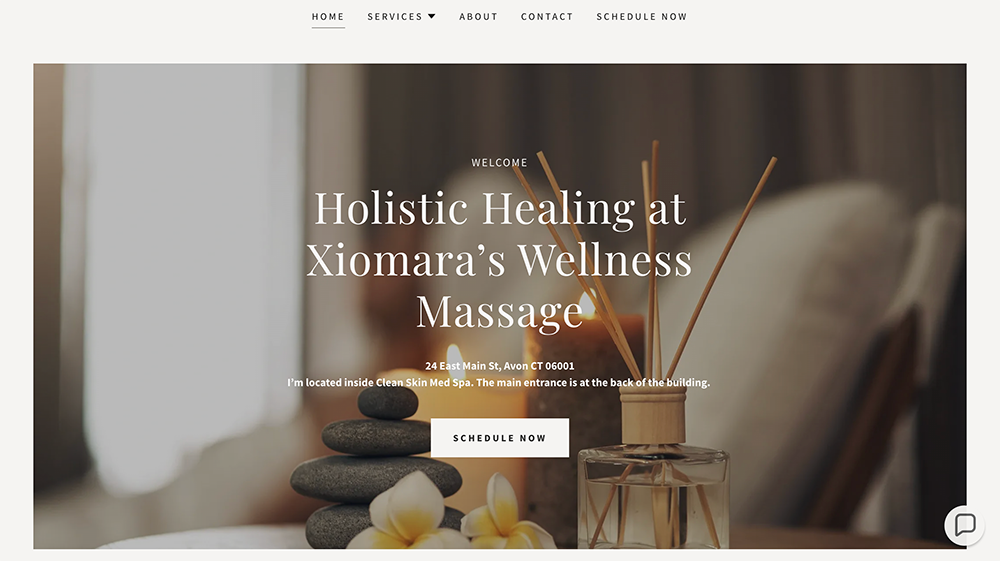 Xiomara's Wellness Massage website by Cara Christine Creates